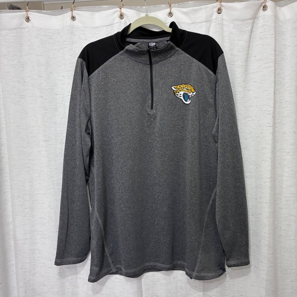 NFL Team Apparel Jacksonville Jaguars Quarter Zip Pullover Gray Black XL Womens